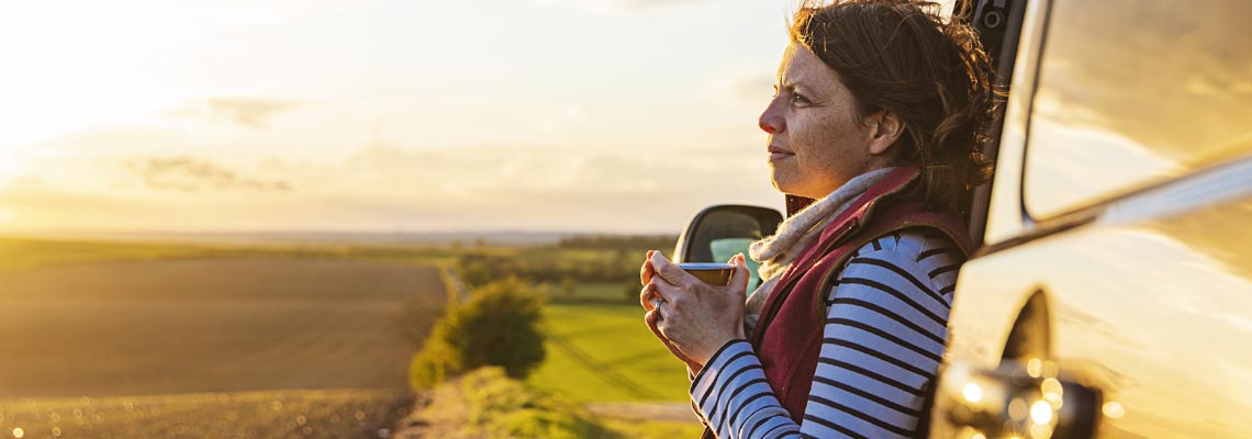 woman looking at the fields